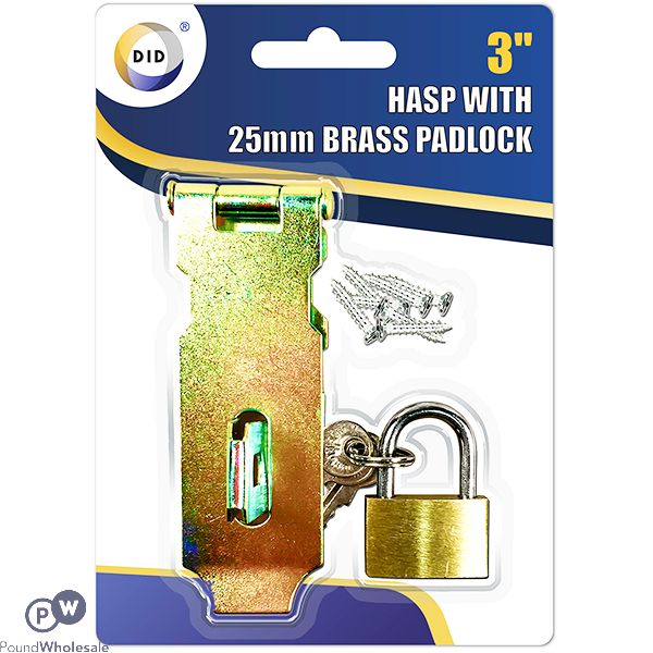 Did 3" Hasp With 25mm Brass Padlock Set