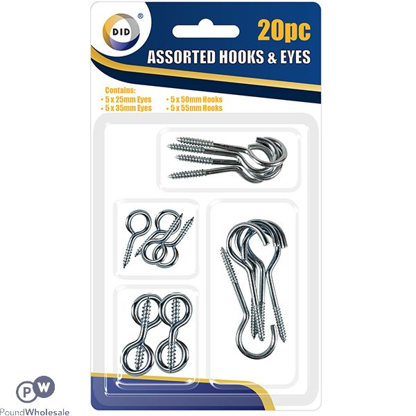 DID Assorted Hooks & Eyes Set 20pc