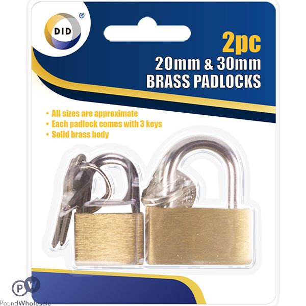 DID Assorted Solid Brass Padlocks 2pc