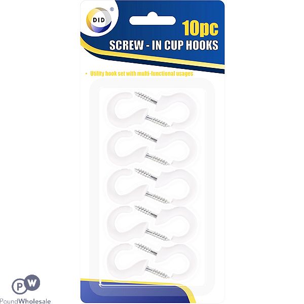 DID SCREW-IN CUP HOOKS 10PC