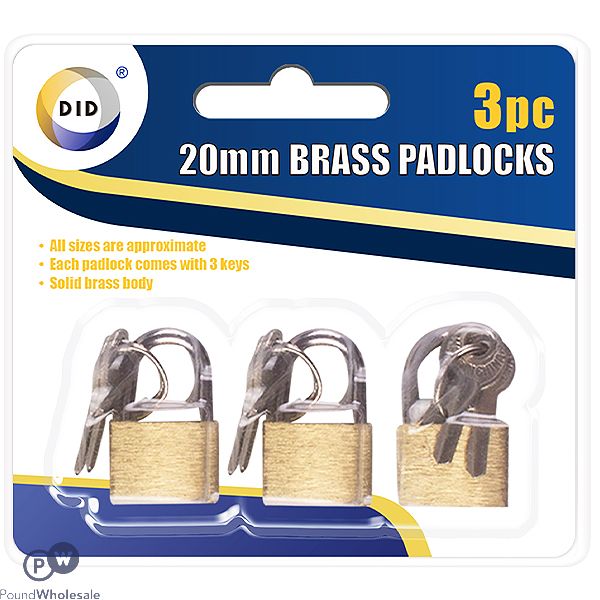 Did 20mm Brass Padlocks With Keys 3pc