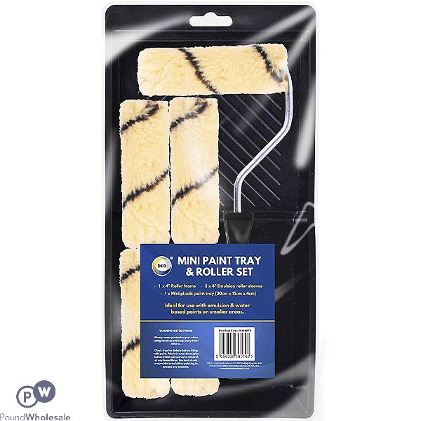 Did Emulsion Mini Paint Tray & 4" Roller Set 30cm X 15cm X 4cm