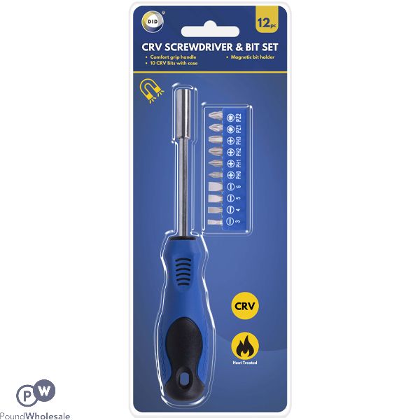 Did Crv Comfort Grip Head-treated Screwdriver & Bit Set 12pc