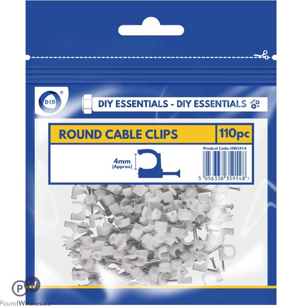 Did 4mm Round Cable Clips 110 Pack