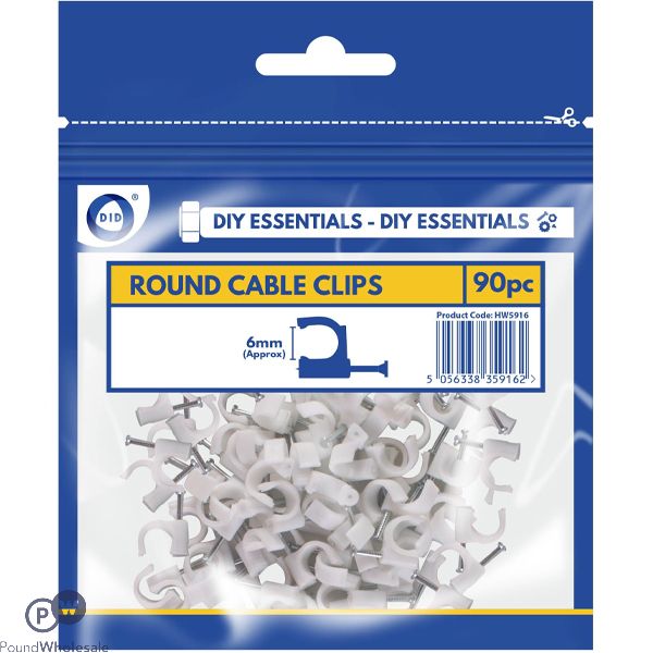 Did 6mm Round Cable Clips 90 Pack