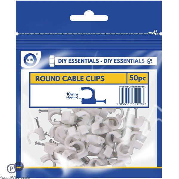 Did 10mm Round Cable Clips 50 Pack