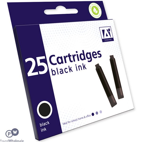 A* Stationery Black Ink Cartridges 25 Pack
