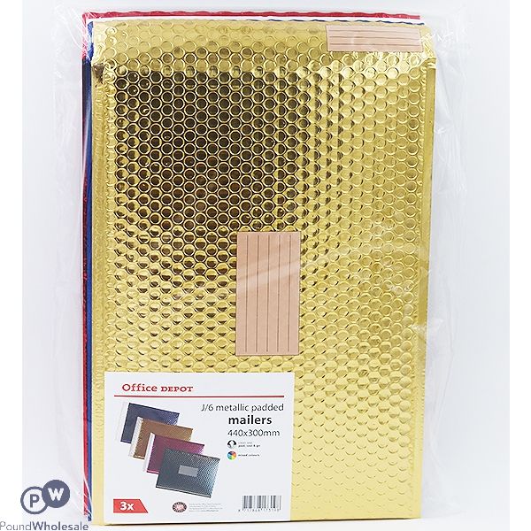 J/6 Metallic Padded Bubble Envelopes 3 Pack