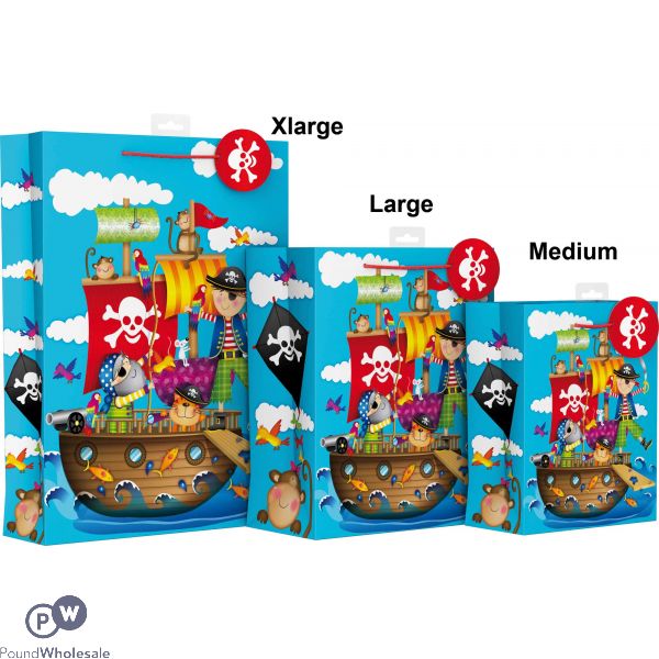 Kids Pirate Design Gift Bag Large Size Only(group Image For Size Illustration Purpose Only)