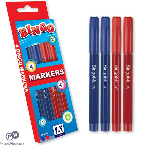 Bingo Markers Assorted Colours 4 Pack
