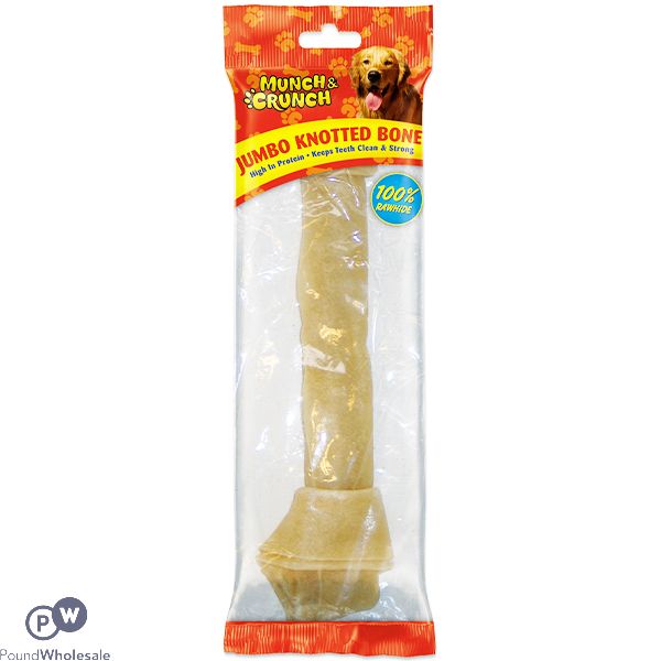 MUNCH & CRUNCH JUMBO RAWHIDE KNOTTED BONE