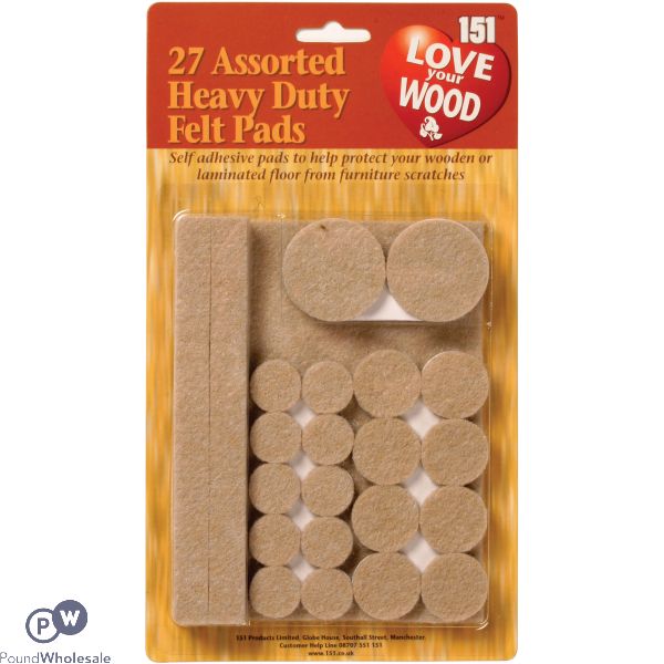 151 Assorted Heavy Duty Self-adhesive Felt Pads 27 Pack