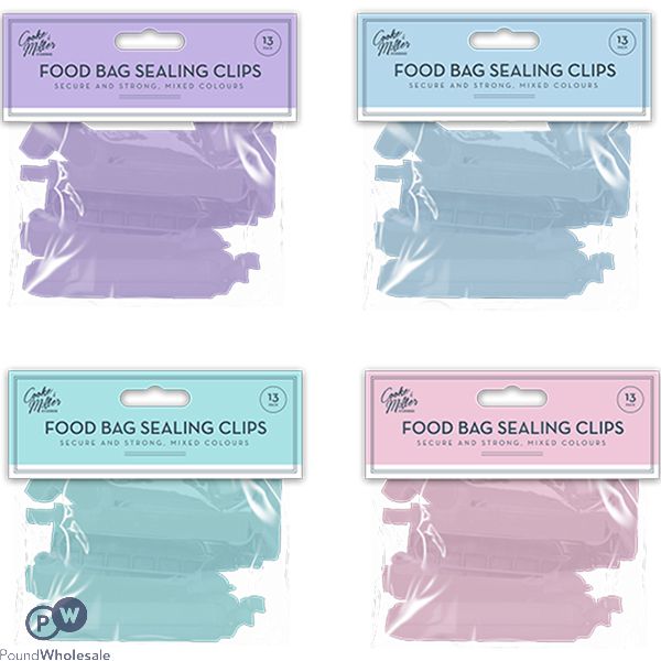 Cooke & Miller Pastel Food Bag Sealing Clips 13 Pack Assorted