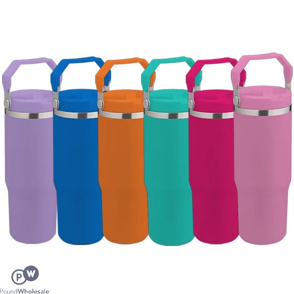 Cooke & Miller Bright Double Wall Flip Straw Insulated Drinking Tumbler 890ml Assorted Colours