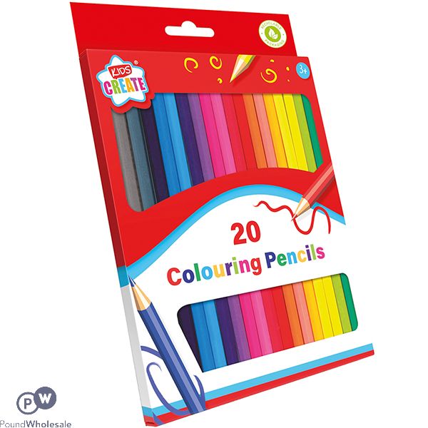 KIDS CREATE COLOURING PENCILS ASSORTED COLOURS 20 PACK