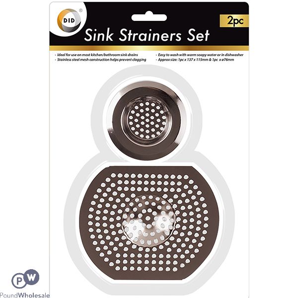 Wholesale Prima Assorted Stainless Steel Sink Strainers Set 2pc Pound Wholesale