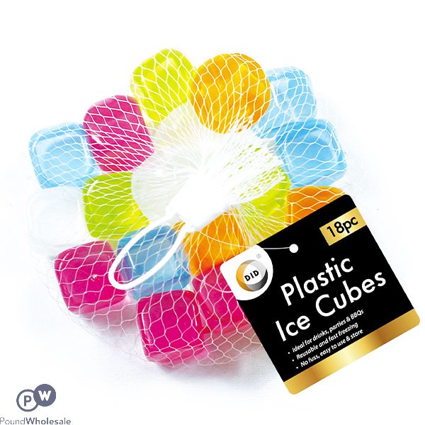 DID Assorted Colour Plastic Ice Cubes 18 Pack