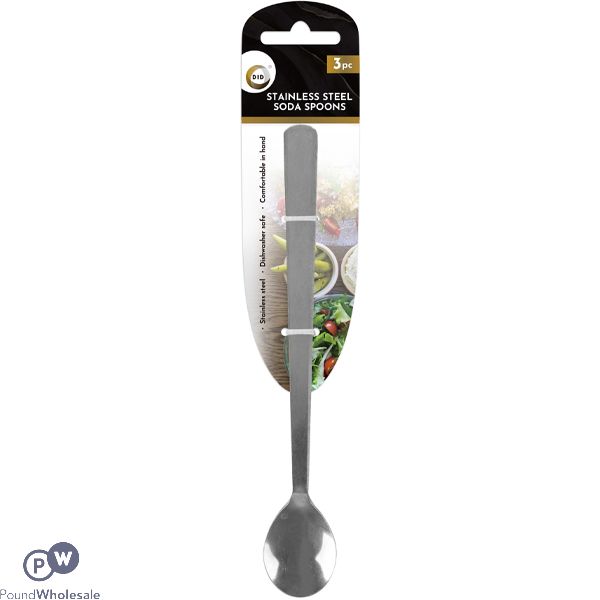 Did 19.5cm Stainless Steel Soda Spoons 3 Pack