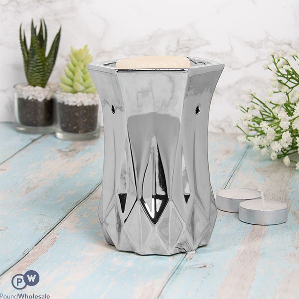 LEONARDO DESIRE AROMA GEOMETRIC SILVER WAX OIL BURNER