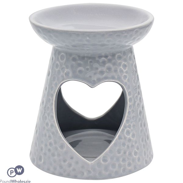 Leonardo Desire Aroma Dimpled Grey Heart Wax Oil Burner