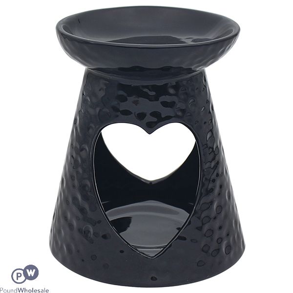 LEONARDO DESIRE AROMA DIMPLED BLACK HEART WAX OIL BURNER