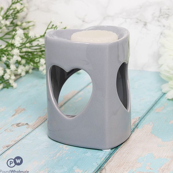 LEONARDO DESIRE AROMA HEART-SHAPED GREY WAX OIL BURNER