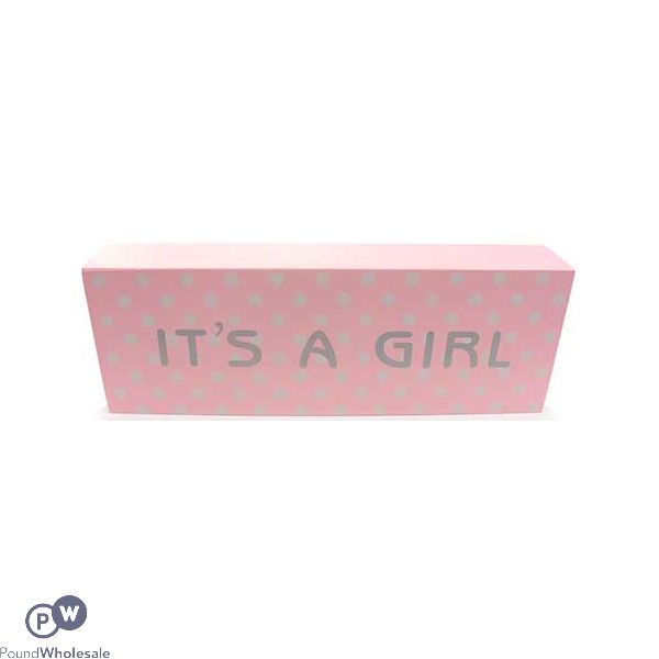 "it's A Girl" Pink With Dots Plaque 20cm