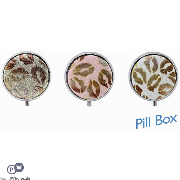 Glittery Pill Box Assorted Cdu 5.4cm/2.12"