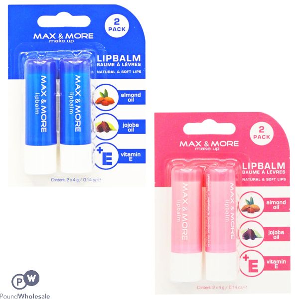 Max & More Lip Balm 2 Pack Assorted