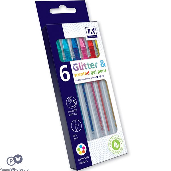 Glitter & Scented Gel Pens Assorted Colours 6 Pack