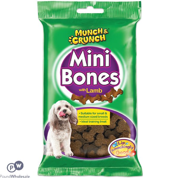 MUNCH & CRUNCH LAMB MINI BONES DOG TREATS 150G