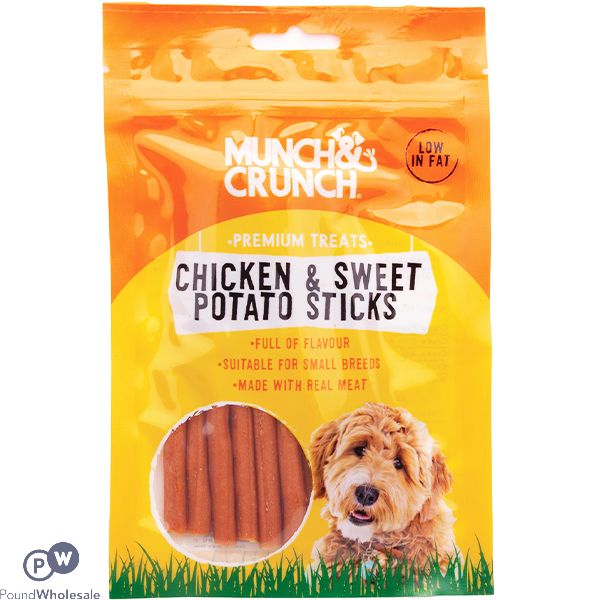 MUNCH & CRUNCH CHICKEN & SWEET POTATO STICKS DOG TREATS 70G