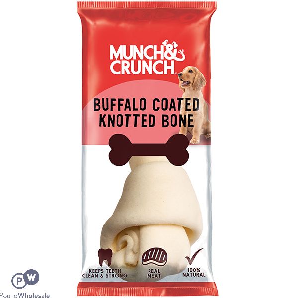 MUNCH & CRUNCH BUFFALO-COATED KNOTTED DOG BONE