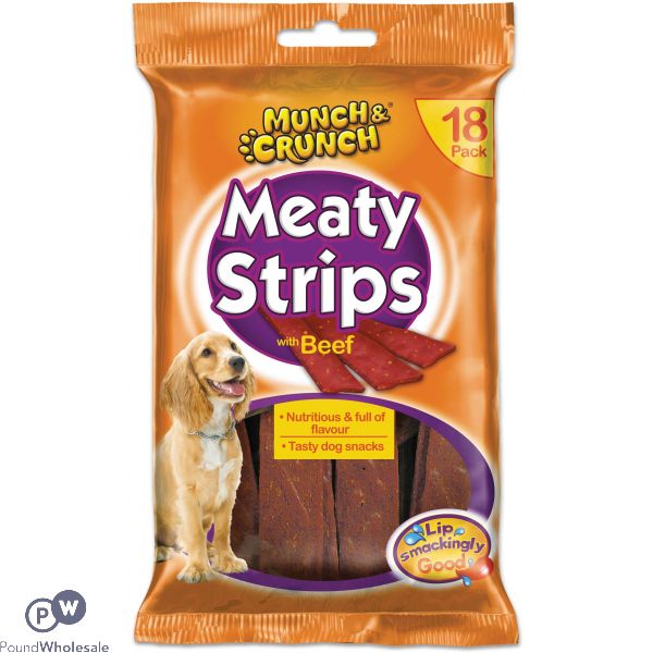 MUNCH & CRUNCH MEATY STRIPS BEEF 18 PACK