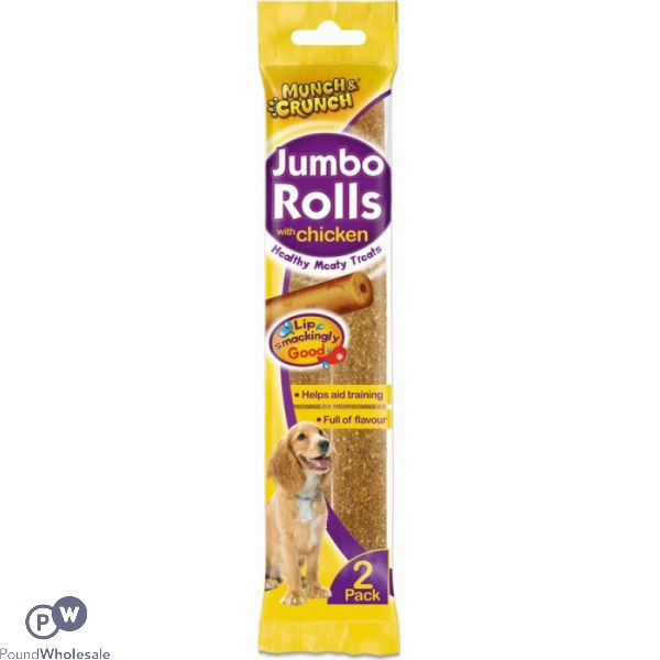 MUNCH & CRUNCH CHICKEN JUMBO ROLLS DOG TREATS 2 PACK