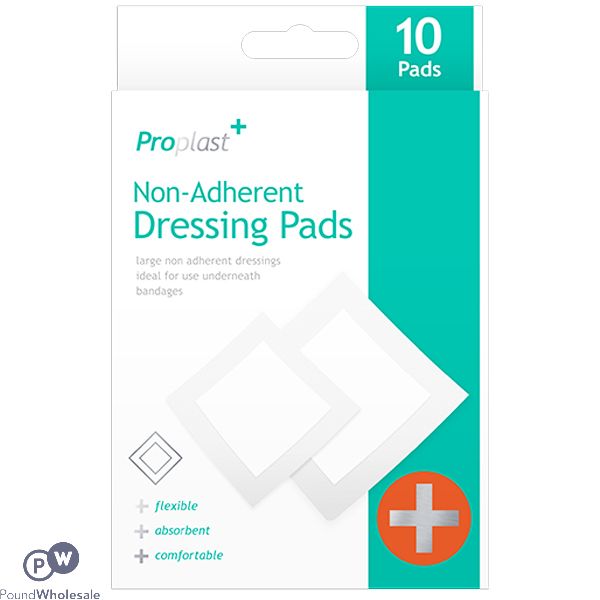 PROPLAST ASSORTED SIZE NON-ADHERENT DRESSING PADS 10 PACK