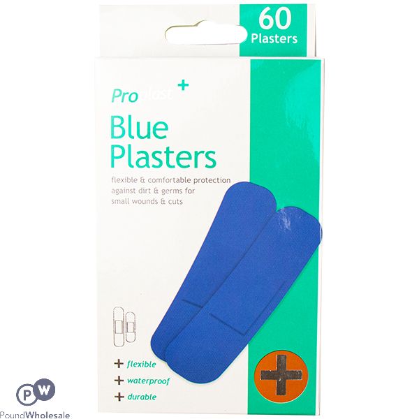 Proplast Assorted Waterproof Blue Plasters 60 Pack