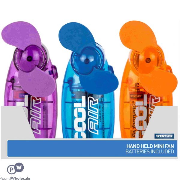 Status Hand Held Mini Fan 3 Assorted Colours 12 CDU