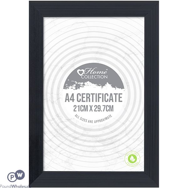 HOME COLLECTION BLACK A4 CERTIFICATE PHOTO FRAME 21CM X 29.7CM