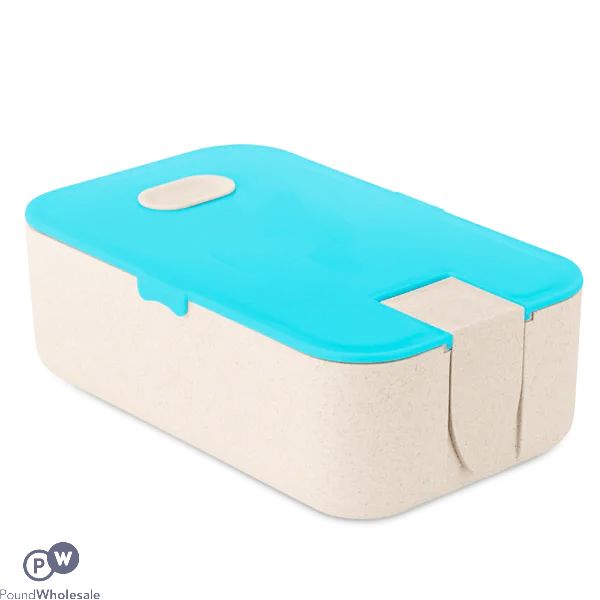 Wheat Straw Pp Blue & Beige Lunch Box With Phone Stand