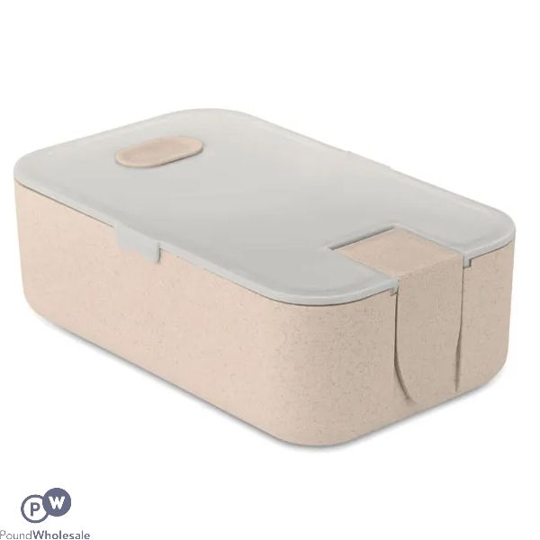 Wheat Straw Pp Grey & Beige Lunch Box With Phone Stand
