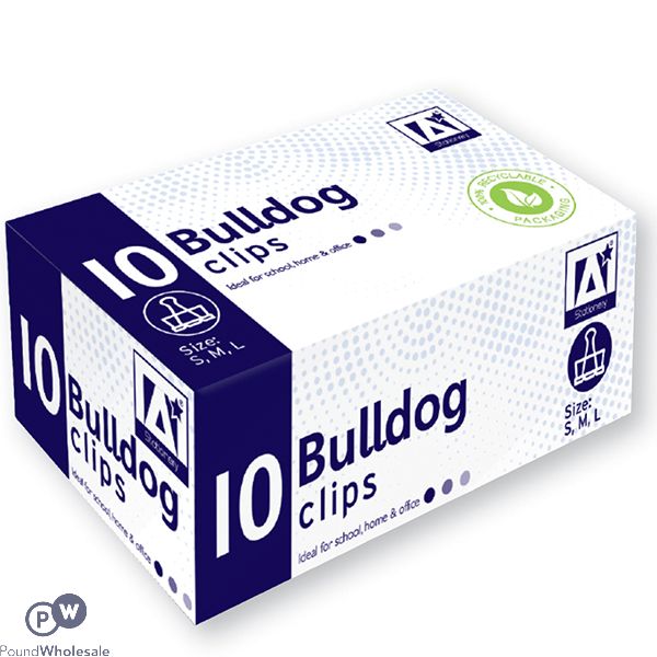 BULLDOG CLIPS MIXED SIZES 10 PACK