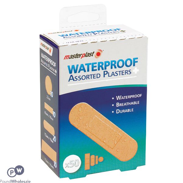 MASTERPLAST ASSORTED WATERPROOF PLASTERS 50 PACK