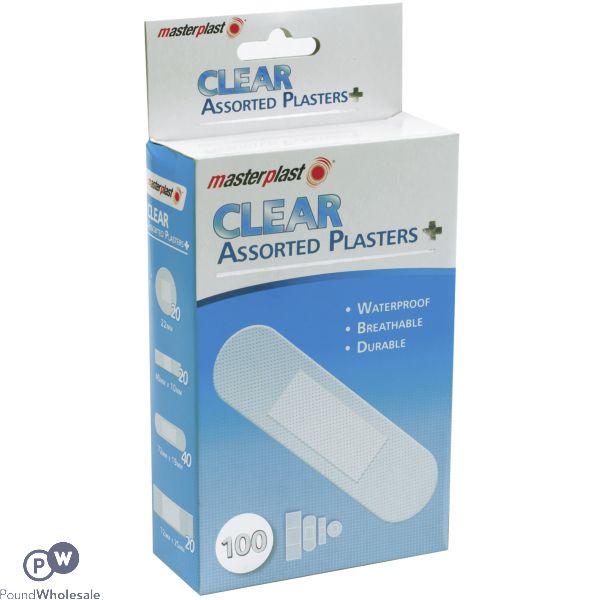 MASTERPLAST CLEAR ASSORTED PLASTERS 100 PACK