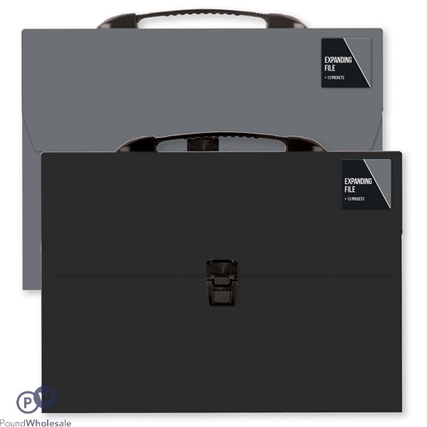 13 Pocket Expanding File Assorted Black & Grey