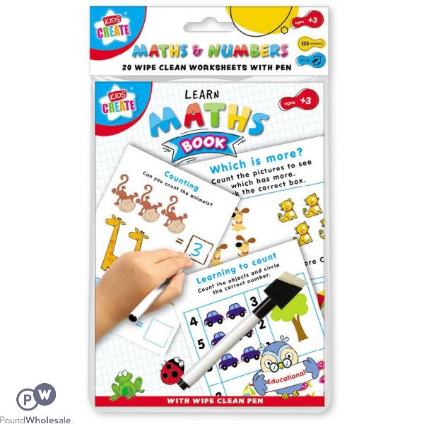 Kids Create Maths & Numbers 20 Wipe Clean Work Sheets