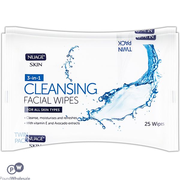 Nuage Skin 3-In-1 Cleansing Facial Wipes Twin Pack