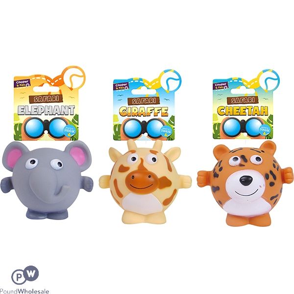 Cooper & Pals Squeaky Safari Dog Toys 3 Assorted