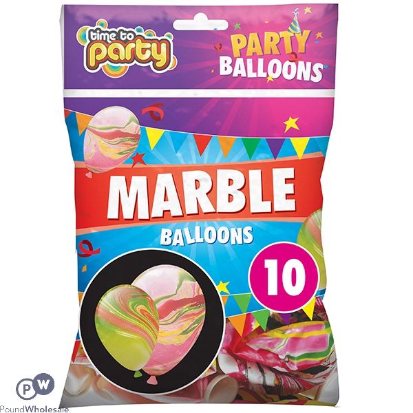 Time To Party Marble Party Balloons 10 Pack