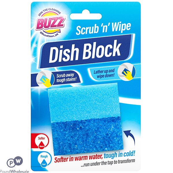 BUZZ BLUE SCRUB 'N' WIPE DISH BLOCK